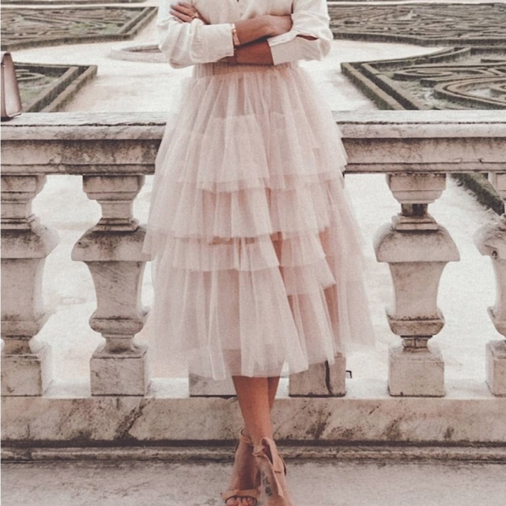 CHICWISH LOVE ME MORE LAYERED TULLE SKIRT PINK